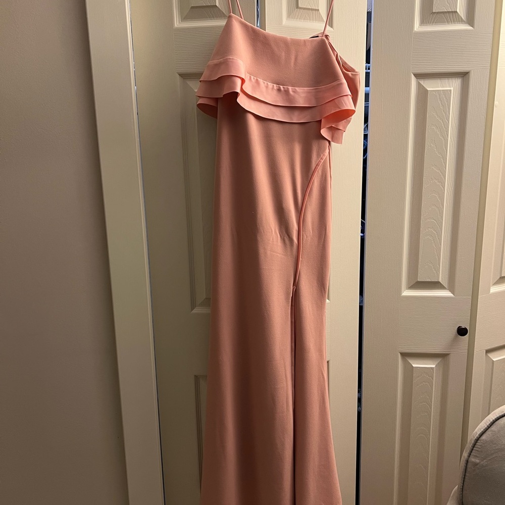 Lulus pink bodycon maxi bridesmaid dress